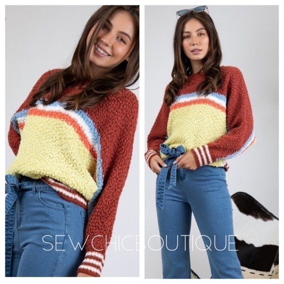 Cozy Striped Popcorn Sweater - Picture 2 of 7